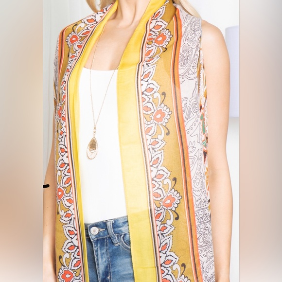 Linen cardigan yellow women size 8 9 10 12 - Picture 5 of 5